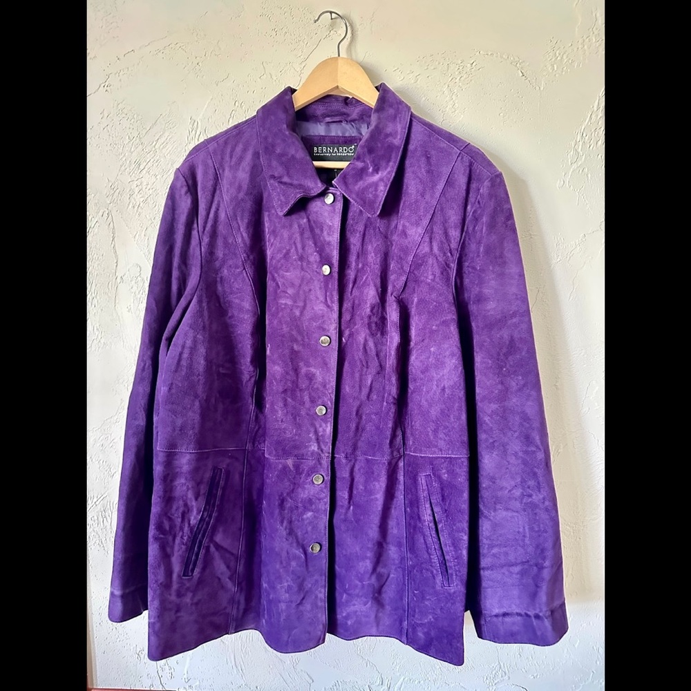 Genuine Suede Vintage Jacket. Cool Grape Purple.